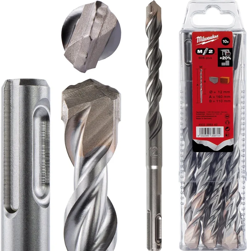 SDS-plus hamerboren - 2-kanten snijdend / 10 stuks SDS-Plus M2 12 x 160-10 stuks - 4932399343 von Milwaukee – Produktbild