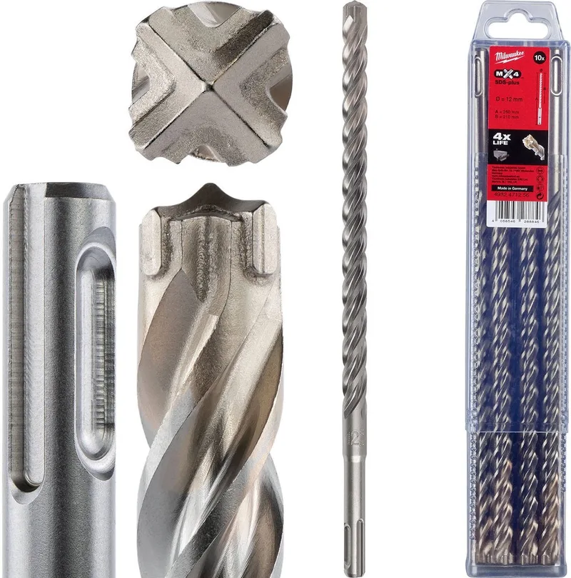SDS-plus MX4 hamerboren - 4-kanten snijdend / 10 stuks SDS-Plus MX4 12 x 260-10 stuks - 4932471256 by Milwaukee – product image