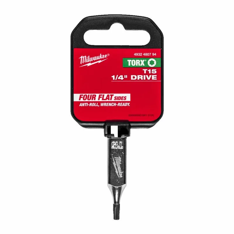 Serie - Torx Dop 1/4" - T15 - Robuust - Smal Profiel von Milwaukee, Schwarz – Produktbild
