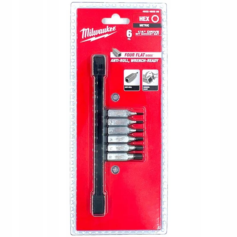 Set - Zeskant Dopsleutels - 1/4" HEX - 6-delig by Milwaukee, Silver – product image