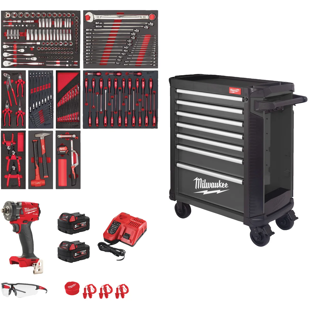 TOOLGUARD™ 246-delig Gevulde stalen gereedschapswagen 78 cm - 4932500743 de Milwaukee – image du produit