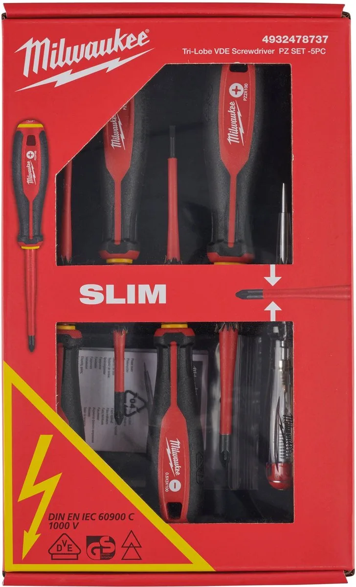 Tri-Lobe VDE Schroevendraaier SET - 5-delig - 4932478737 by Milwaukee, Red – product image