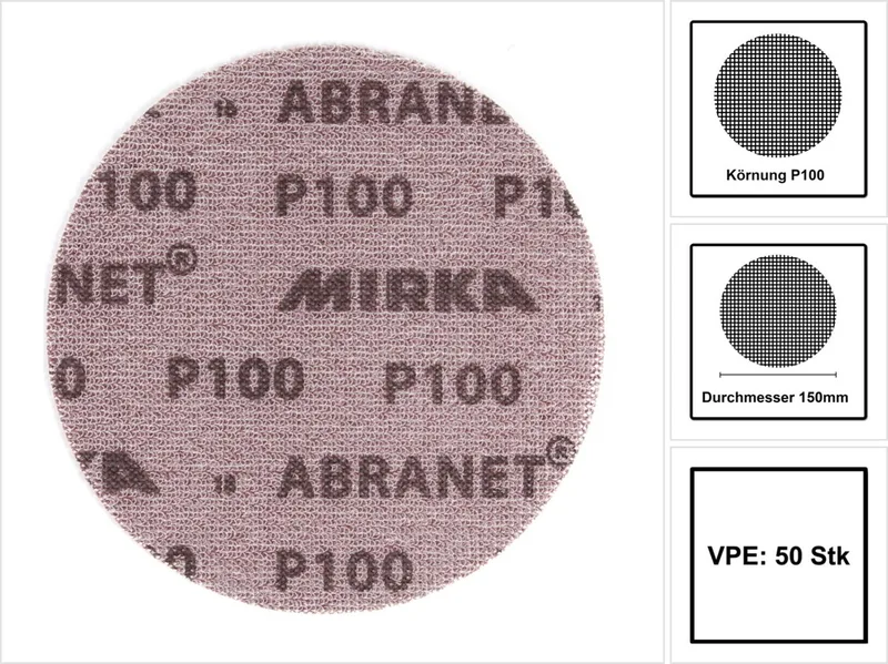 Abranet Schuurschijven 150mm - P100 van Mirka – productafbeelding