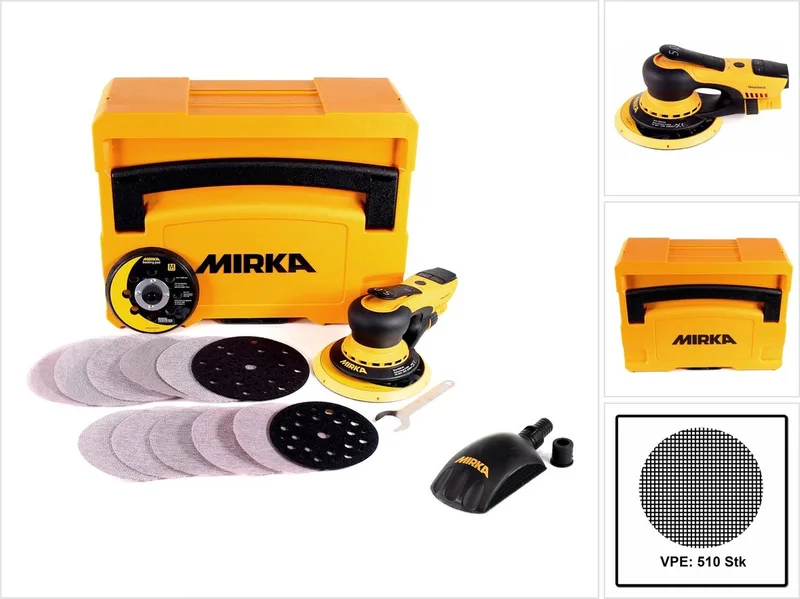 DEROS 5650CV Exzenterschleifer Set + systainer ( MID5650202CA ) + Roundy + 510x Schleifscheibe von Mirka – Produktbild