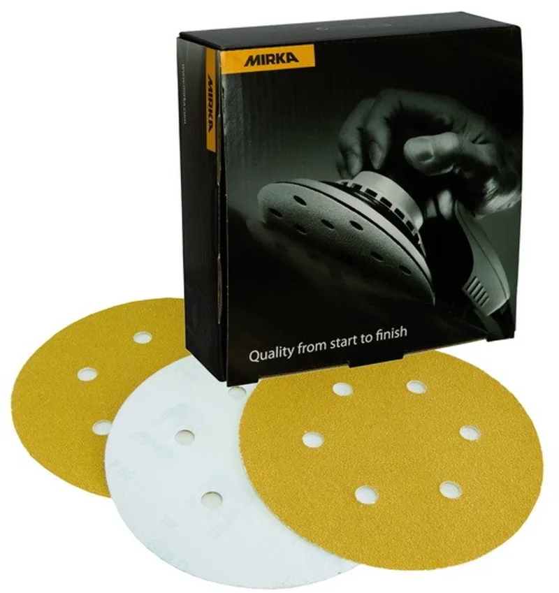 Gold schuurschijven 150mm met 6 gaten Zelfklevend - P320 von Mirka – Produktbild