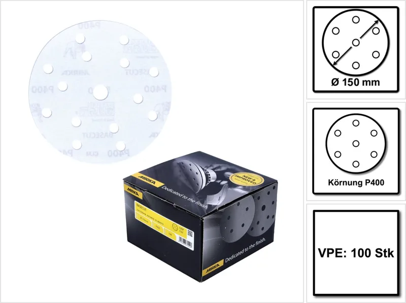 schuurschijven basecut korrel p400 150 mm 100 stk von Mirka – Produktbild