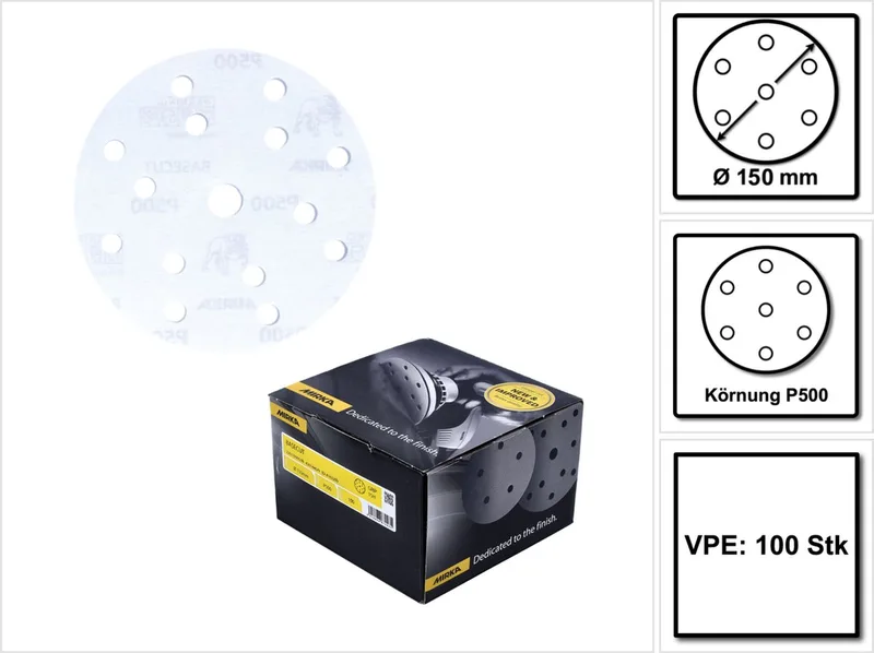 schuurschijven basecut korrel P500 150 mm 100 stk von Mirka – Produktbild