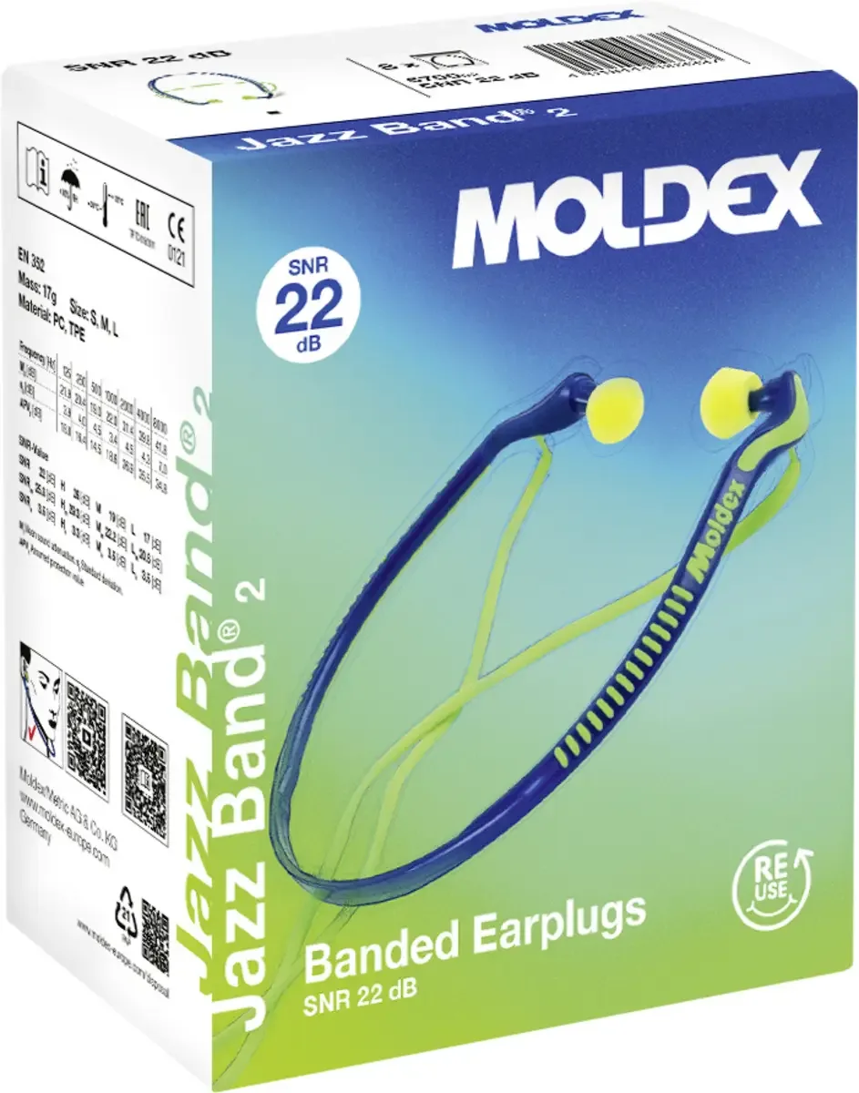 JAZZ-BAND 670002 Beugel-gehoorbescherming 23 dB EN 352-2 1 stuk(s) de Moldex, Bleu, Jaune – image du produit