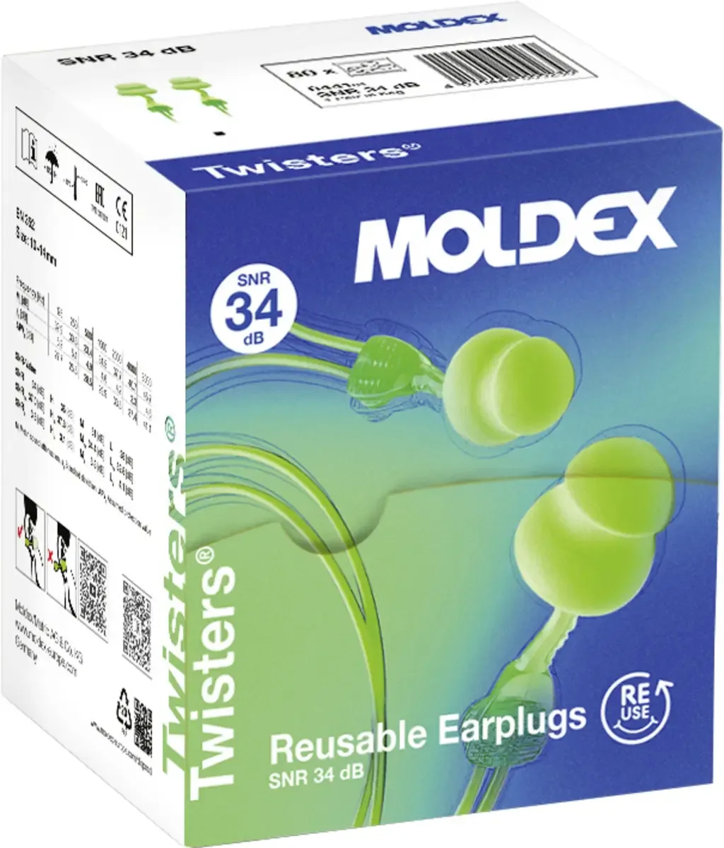 Moldex 644101 Twisters Cord Oordoppen 34 dB Vaker te gebruiken 1 stuk(s) de Moldex, Vert – image du produit