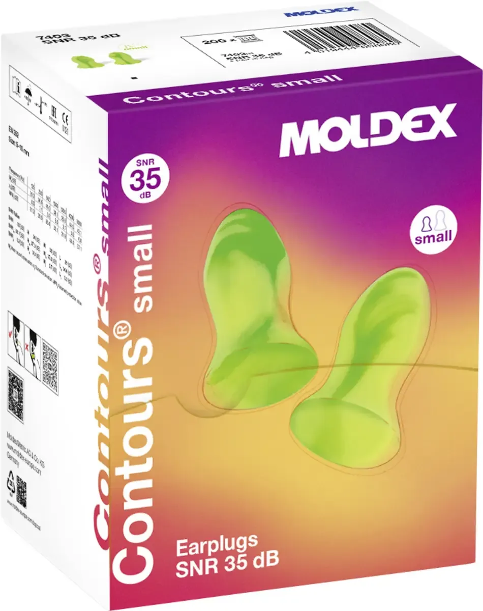 Moldex 740301 Contours small Bouchons doreille 35 dB à usage unique 200 paire(s) de Moldex, Jaune, Vert – image du produit