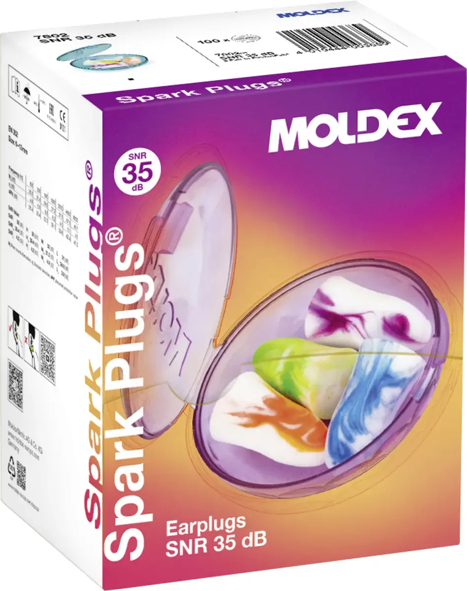 Moldex 780201 SPARK PLUGS Oordoppen 35 dB Eenmalig gebruik EN 352-2 200 paar by Moldex, Bont – product image