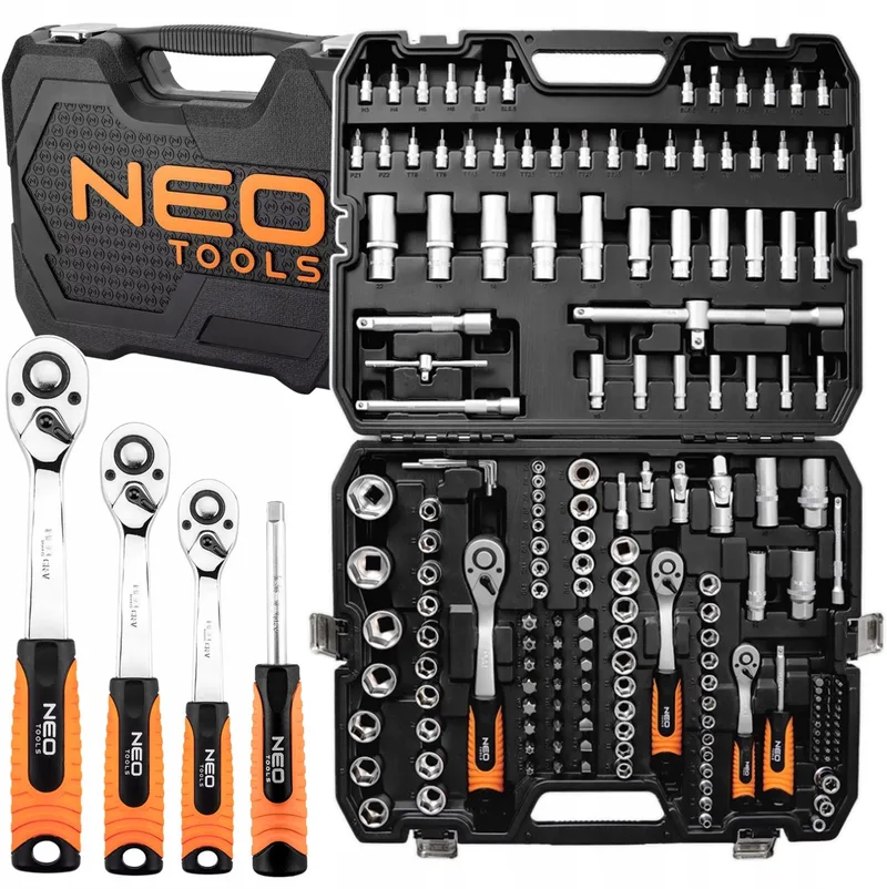 183-delige Doppenset 1/4" 3/8" 1/2" CrV met Ratels by Neo Tools – product image