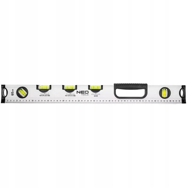 Aluminium Waterpas 60 cm - 5 Libellen voor Diverse Hoekmetingen by Neo Tools, Silver – product image