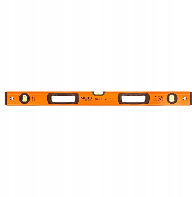Aluminium Waterpas S 400, 3 Etiketten, 80cm van Neo Tools, Zilver – productafbeelding