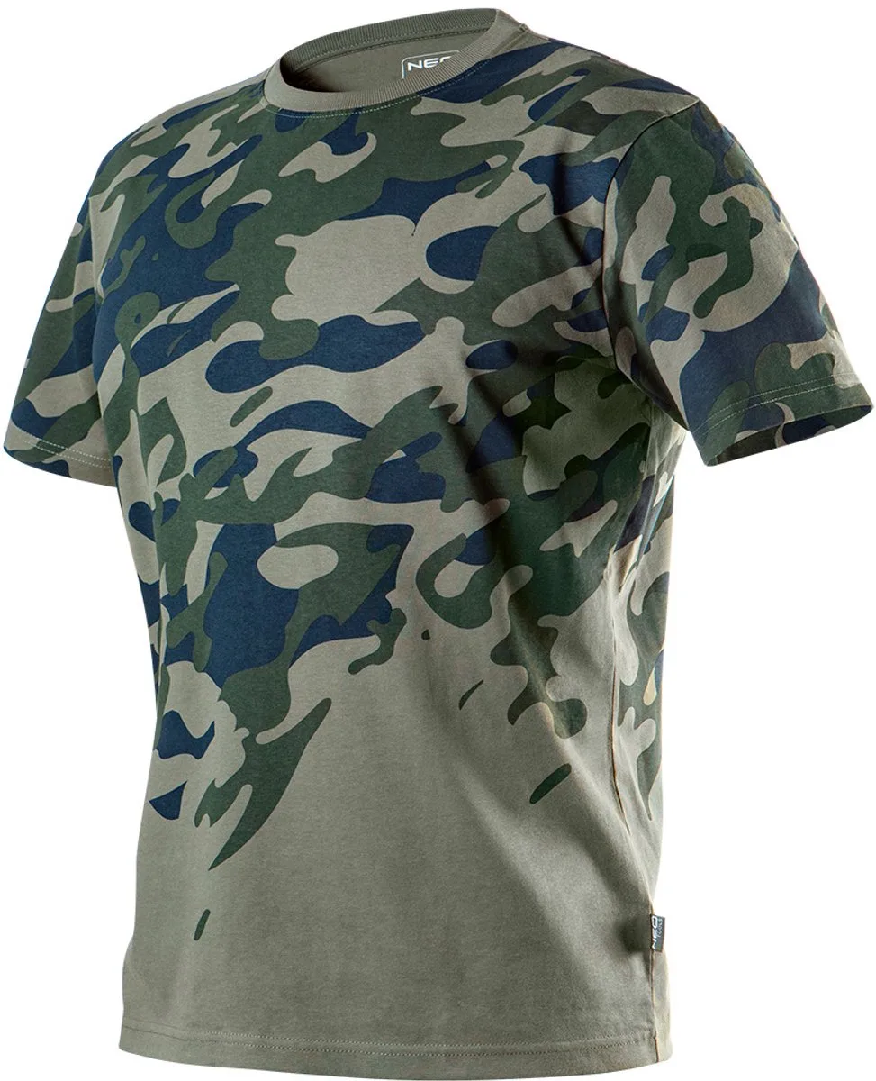 CAMO Serie - Werk T-shirt - Olijfkleurig - Asymmetrisch Camo-Patroon de Neo Tools – image du produit