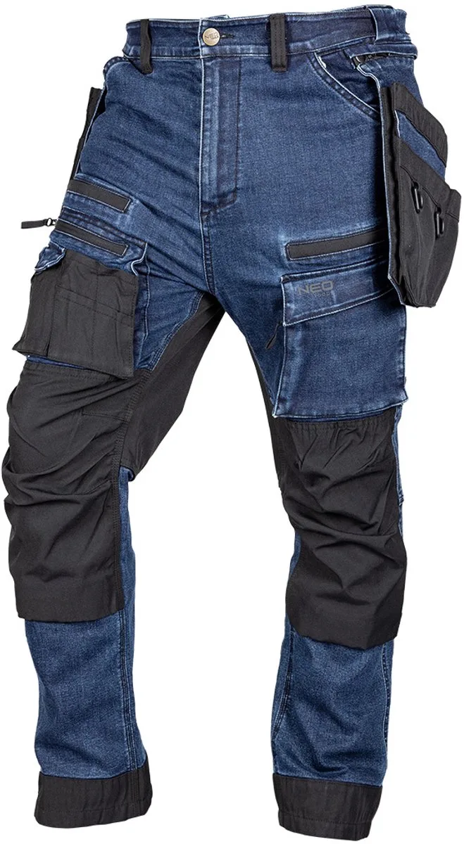 DENIM - Werkbroek - Cordura Versterking - Afneembare Zakjes van Neo Tools, Donkerblauw, S – productafbeelding