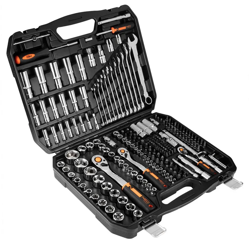 Dopsleutelset - 1/2", 3/8", 1/4" - 219 stuks - CrV von Neo Tools, Blau – Produktbild