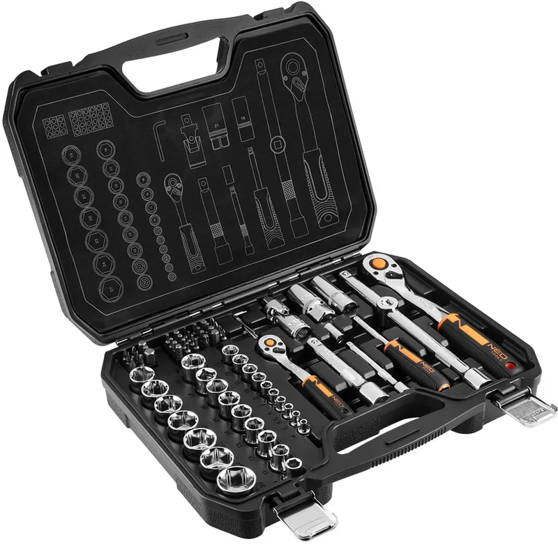 Dopsleutelset - 1/2" en 1/4" - 73-delig - CrV by Neo Tools, Blue – product image