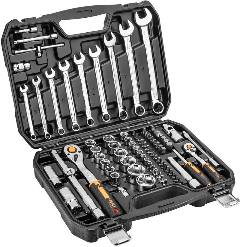 Dopsleutelset - 1/2" en 1/4" - 82 Stuks - Chroom-Vanadiumstaal by Neo Tools, Blue – product image
