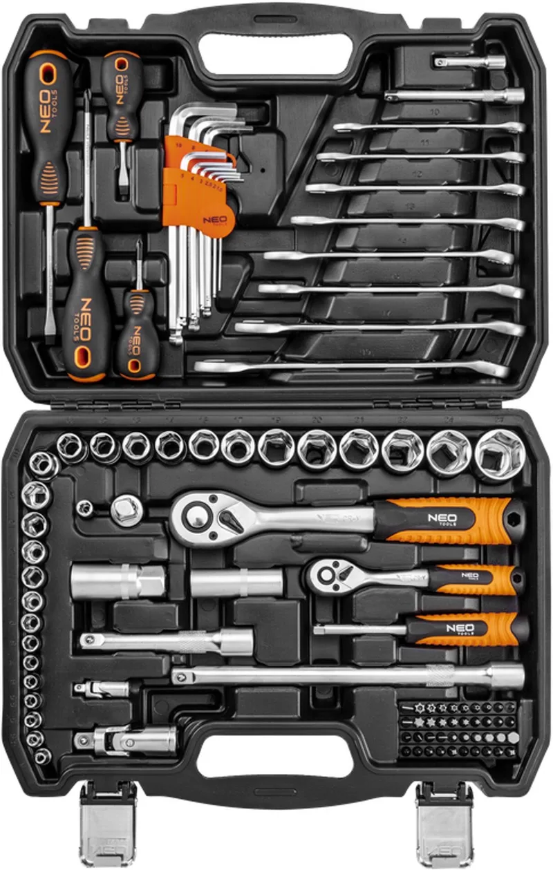 Dopsleutelset 100-delig 1/4" & 1/2" de Neo Tools, Noir – image du produit