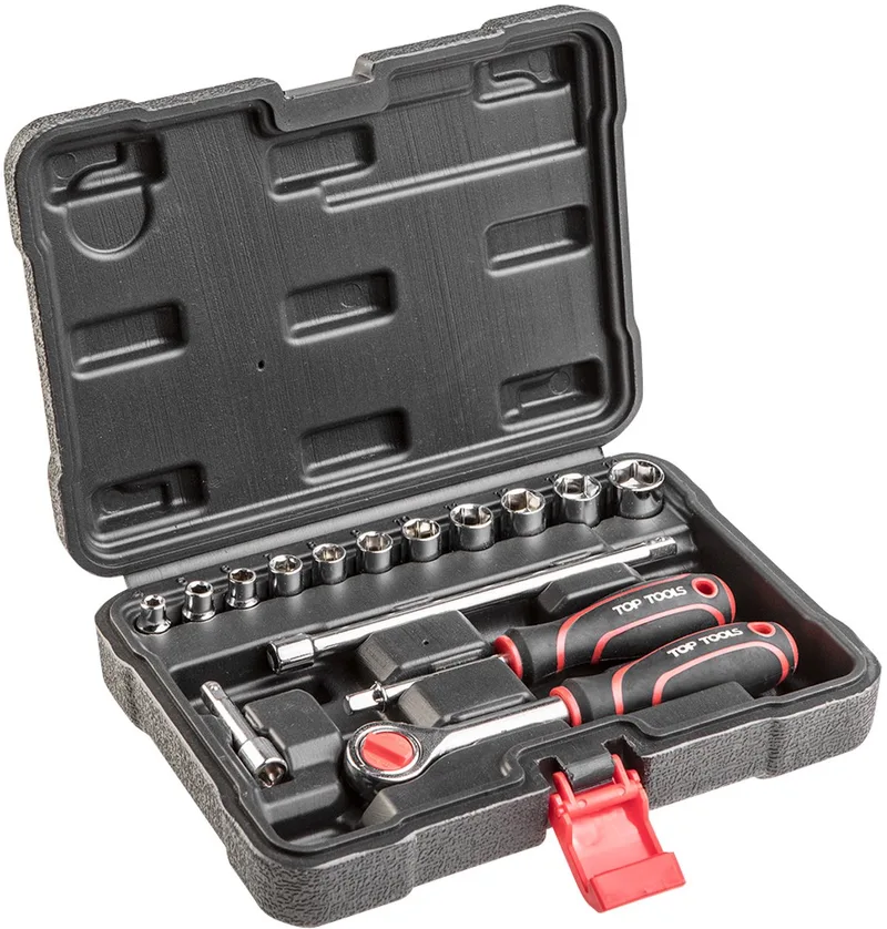 Dopsleutelset - 15 Stuks - 1/4 inch - Met Ratelsleutel by Neo Tools, Black – product image