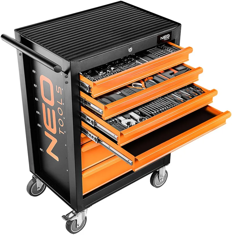 Gereedschapskast met 7 laden en 129 gereedschappen von Neo Tools, Grau – Produktbild
