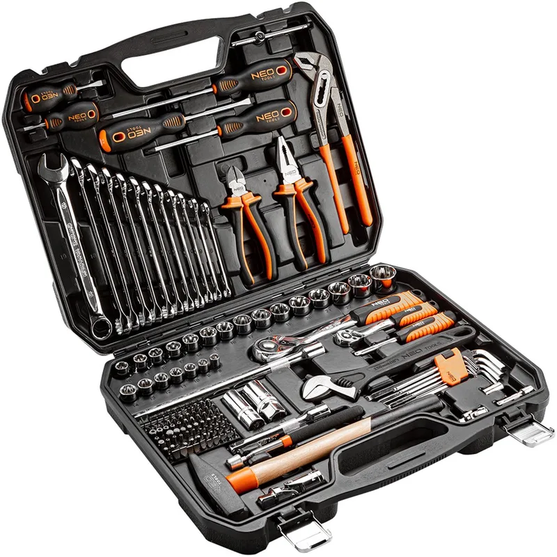 Gereedschapsset - 143 stuks - Cr-V Staal - Harde Koffer by Neo Tools, Black – product image