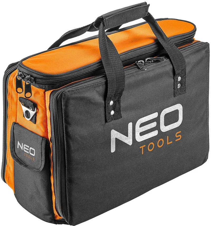 Gereedschapstas - Polyester 600D - 2 Buiten en 17 Binnenvakken - Versterkte Bodem by Neo Tools, Black, Orange – product image