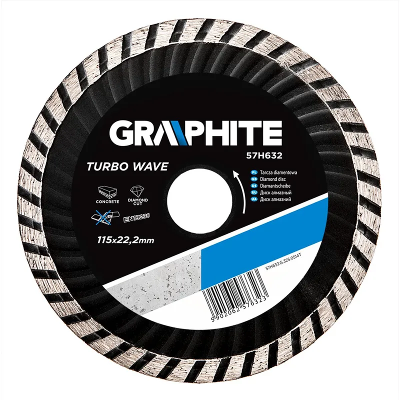Graphite 57H632 Diamantschijf 115x22x6,0x2,4mm, Turbo Wave, MPA EN13236 de Neo Tools – image du produit