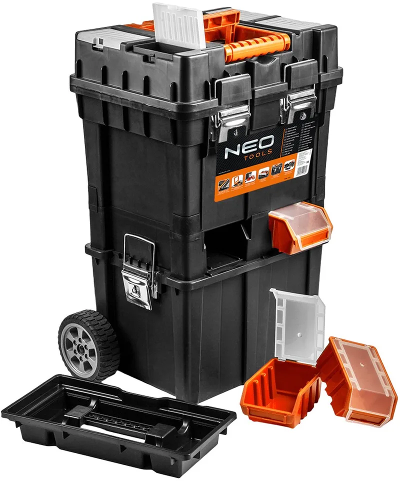HD Compact - Gereedschapskoffer - Mobiel - Met Wielen - 40x40x70.5 cm de Neo Tools, Noir, Orange – image du produit
