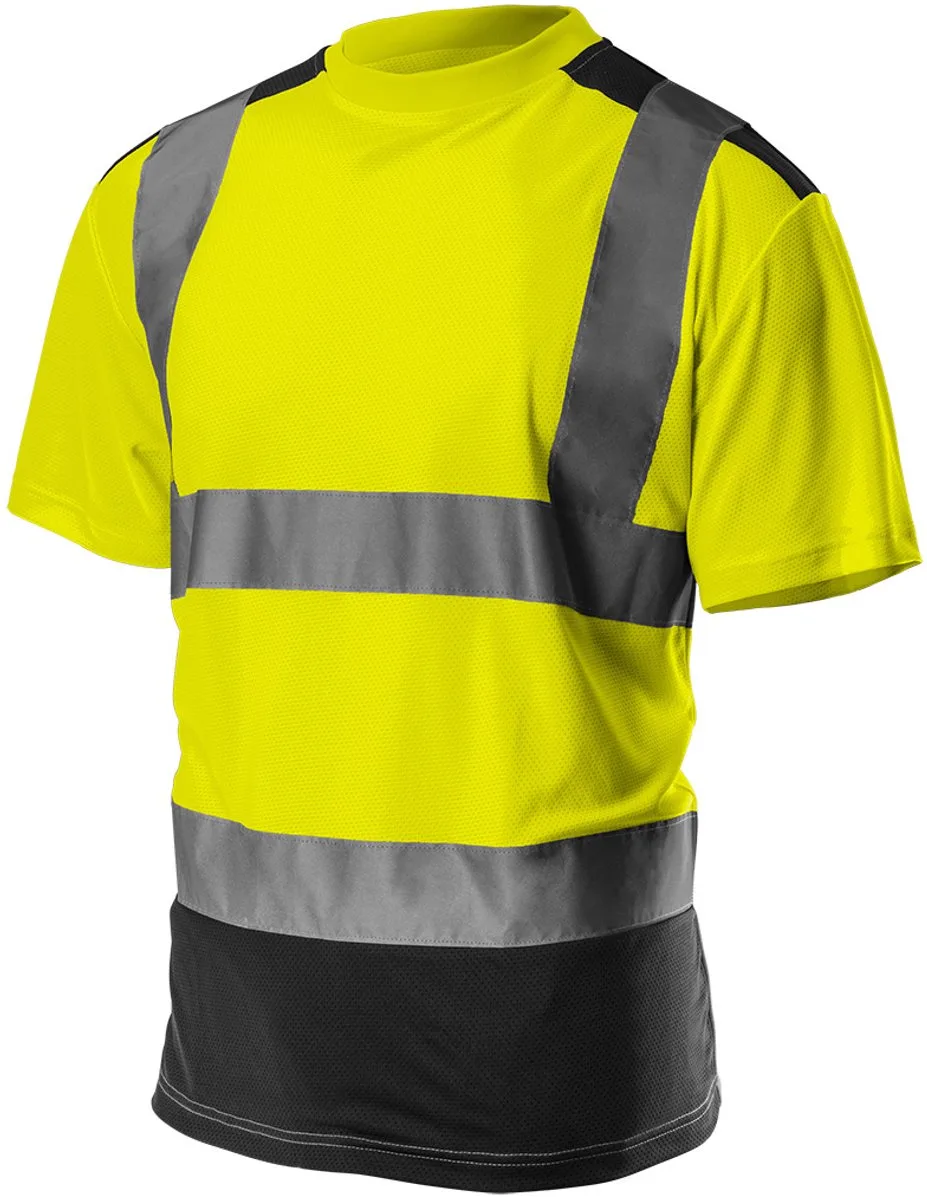 Hi-Vision T-Shirt Met H Balk Reflectie GEEL L Licht En Luchtig Materiaal Donker Stuk Waar Veel Vuil Komt ISO 13688:2013 de Neo Tools, Jaune, Donker – image du produit
