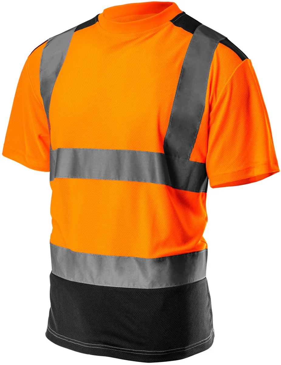 Hi-Vision T-Shirt Met H Balk Reflectie XL Licht En Luchtig Materiaal Donker Stuk Waar Veel Vuil Komt ISO 13688:2013 de Neo Tools, Orange – image du produit