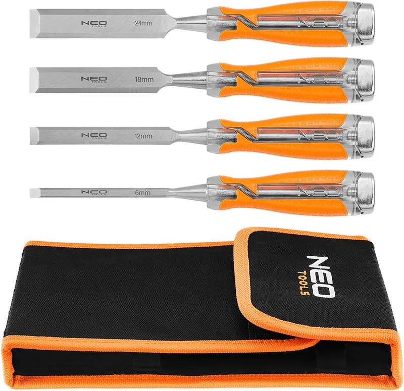 NEO 37-900 Serie - Houtbeitel Set - 6mm;12mm;18mm;24mm - Tweecomponent Greep von Neo Tools – Produktbild