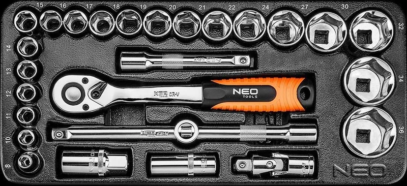 NEO 84-238 - Dopsleutelset - 27-delig - 1/2" - Chrome-Vanadium Staal von Neo Tools, Neutraal – Produktbild