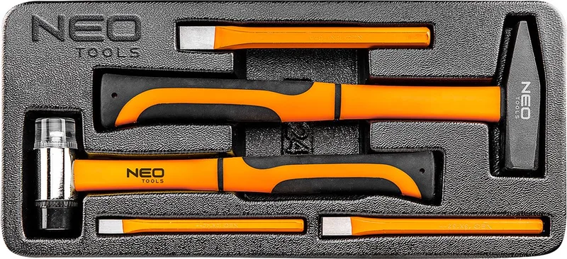 NEO 84-242 Hamer en Koudbeitelset 5 Delig, Inleglade de Neo Tools – image du produit