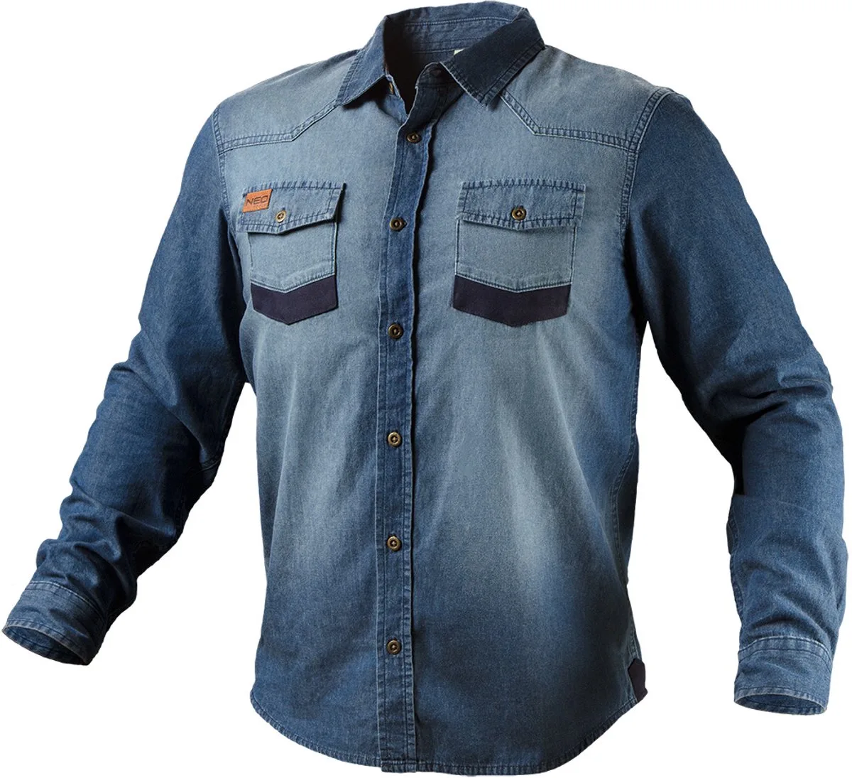 NEO DENIM - Werkshirt - Versterkingen - Metalen Knopen fra Neo Tools, Blå – produktbillede