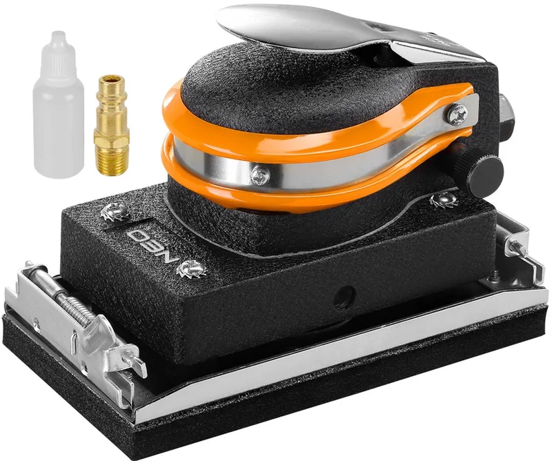NEO - Pneumatische Vlakschuurmachine - 89x165 mm - Comfortabele Handgreep - Metaalklemmen de Neo Tools – image du produit