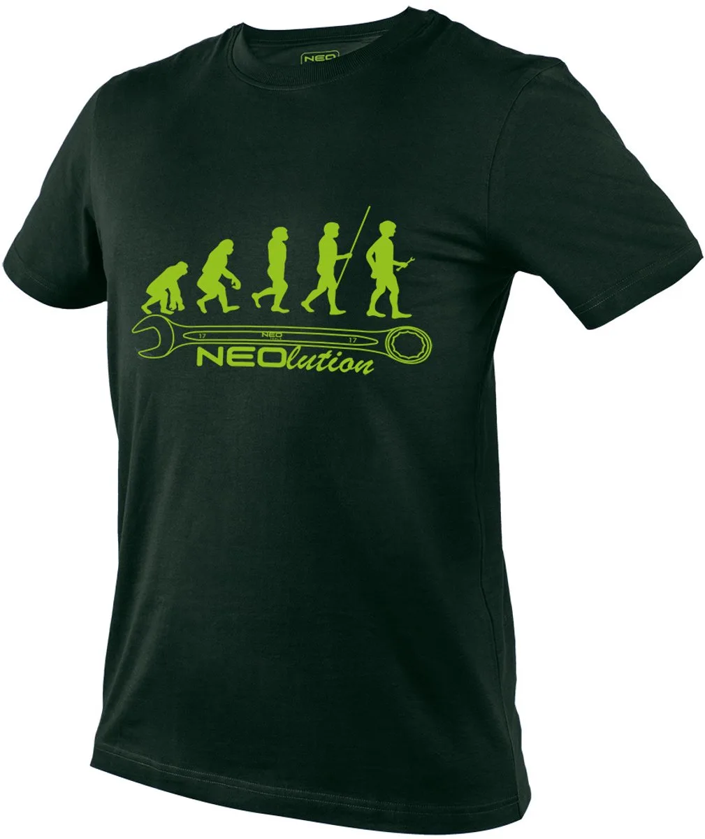 NEOlution - Werkshirt - Buteljegroen - Neongroene Opdruk - Korte Mouw by Neo Tools, Buteljegroen, Neongroen – product image