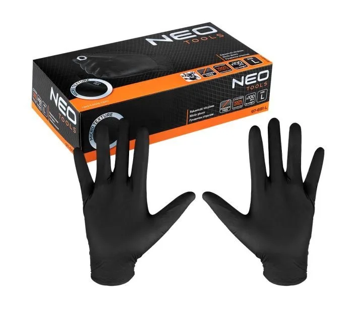 Nitril handschoenen, zwart 100 stk de Neo Tools, L – image du produit