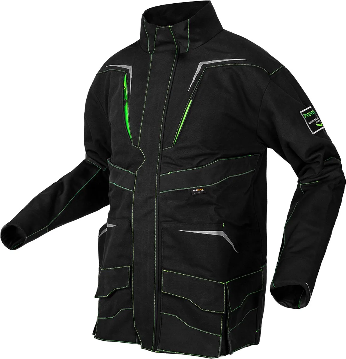 Premium PRO - Werktrui - L - Zwart met Neon Groen - 100% Katoen fra Neo Tools, Sort, Neon Groen – produktbillede
