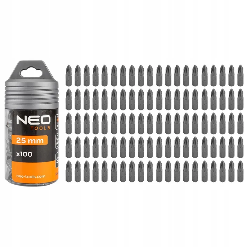 PZ2 Schroefbits 25mm 100 Stuks - S2 Staal by Neo Tools – product image