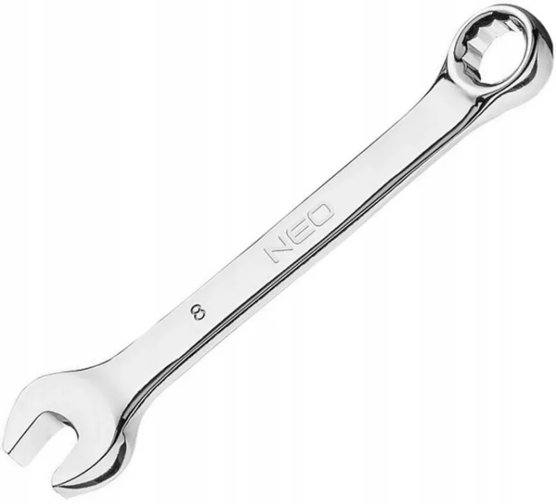 Ring- en dopsleutel 8 mm x 90 mm - Chroom-vanadiumstaal by Neo Tools – product image