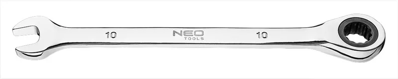 Ringsleutel met Ratelsleutel - 10 mm - Chroom-Vanadium - 72 Tanden by Neo Tools, Silver – product image