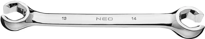 Ringsteeksleutel - 13 x 14 mm - Chroom-vanadiumstaal - 15° Gebogen by Neo Tools – product image