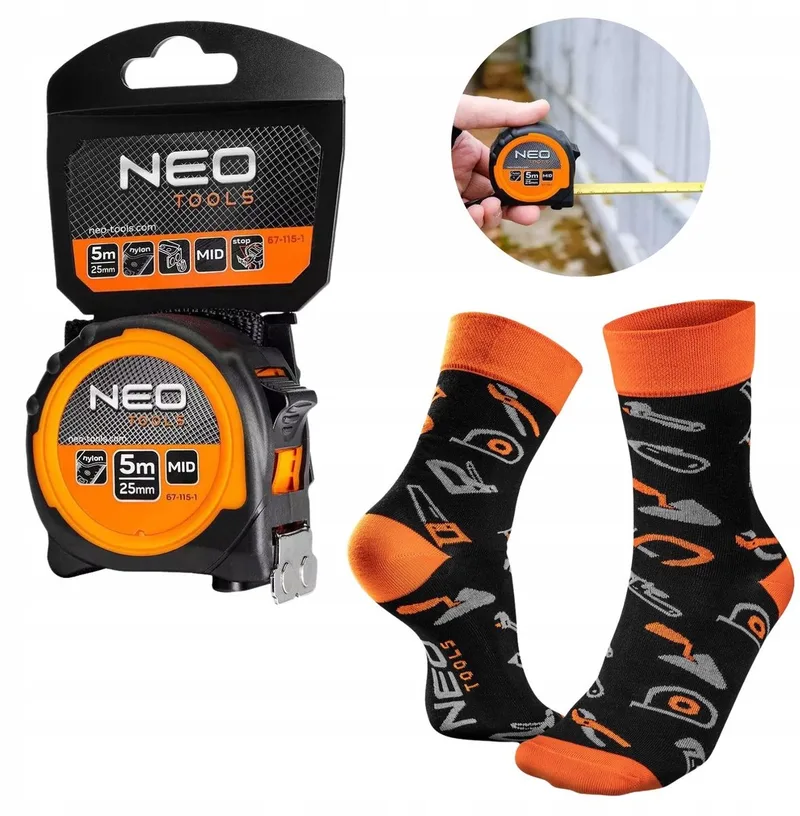 Rolmaat 5m x 25mm met Magneet + Sokken - Cadeau voor Mannen de Neo Tools – image du produit