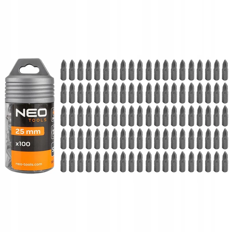 Schroefbits PH2 x 25 mm, 100 stuks, S2 Staal, 1/4" HEX by Neo Tools – product image
