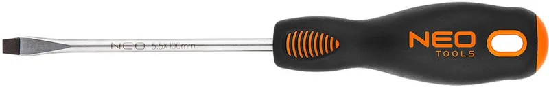 Schroevendraaier met Spleetkop - 5.5 x 100 mm - S2 Staal by Neo Tools, Black, Orange – product image