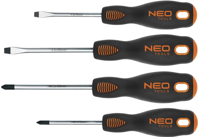 Schroevendraaierset 4 dlg van Neo Tools, Blauw – productafbeelding