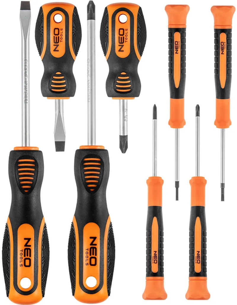 Schroevendraaierset - Platte en Kruiskop - Magnetische Punt - CrV Staal de Neo Tools, Bleu – image du produit
