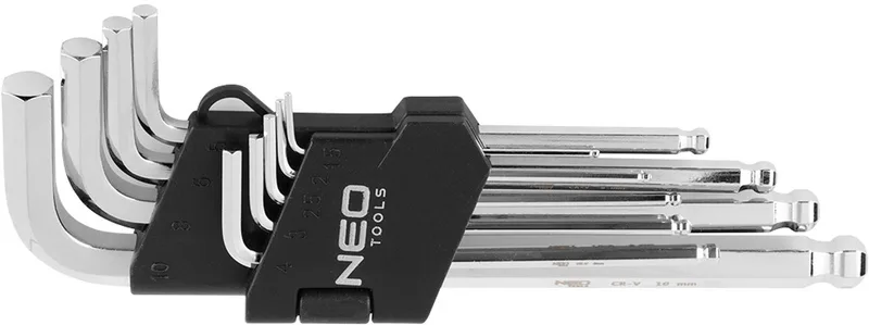 Serie - Inbussleutelset - 9 Stuks - Chromen Vanadium Staal - Kulvormige Punt by Neo Tools, Neutraal – product image